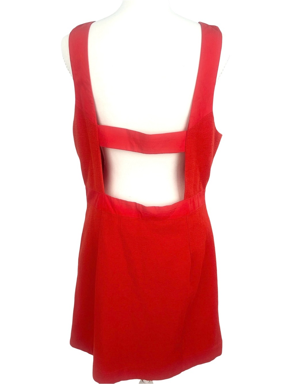 Maeve Anthropologie Red Open Back Pocket Dress Cotton Blend Large